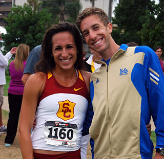 Chase Zukerman ('10) and Erica Capellino ('11) catch up at a College invitational.